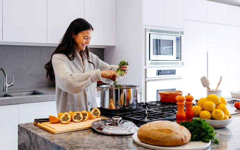 a woman in the kitchen